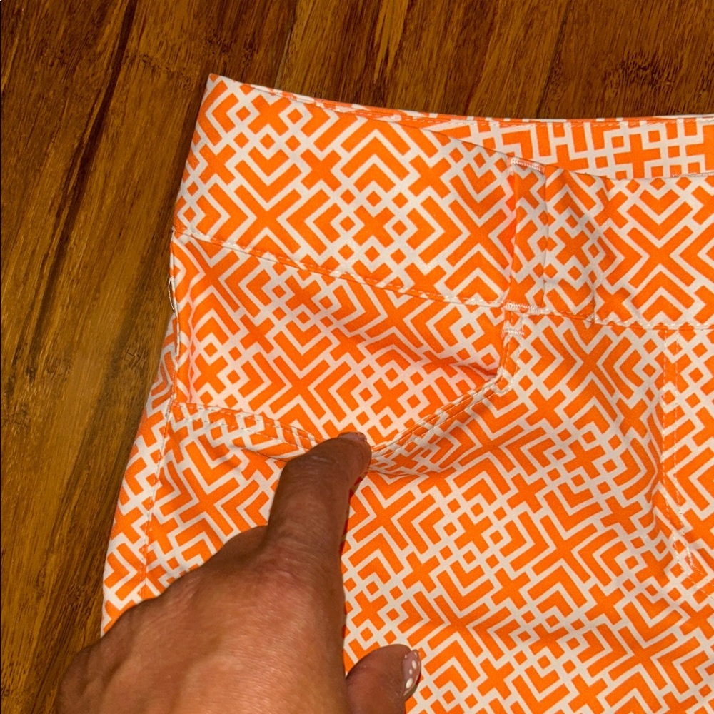 adidas Orange Patterned Women's Athletic Shorts Size 4 - Picture 5 of 7